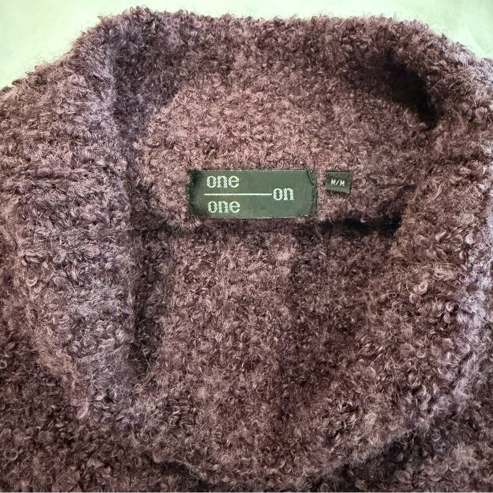 One On One Mohair Blend Sweater Women's Purple Turtleneck - Picture 7 of 8
